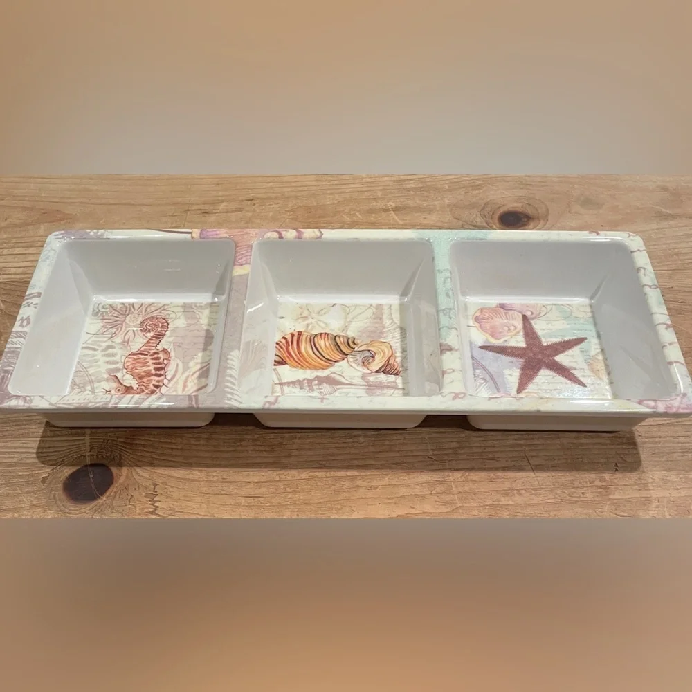 Precidio Melamine Ocean Beach Sea Life divided serving tray dish appetizer